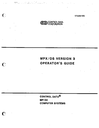 cdc 17329145 MPX OS Version 3 Operators Guide Jan83  . Rare and Ancient Equipment cdc mp-32 17329145_MPX_OS_Version_3_Operators_Guide_Jan83.pdf