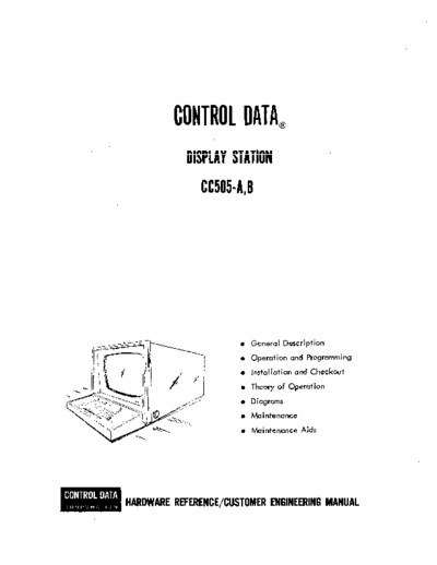 cdc 82128500-C0 CC505 Display Station Hardware Reference Jul72  . Rare and Ancient Equipment cdc terminal 82128500-C0_CC505_Display_Station_Hardware_Reference_Jul72.pdf