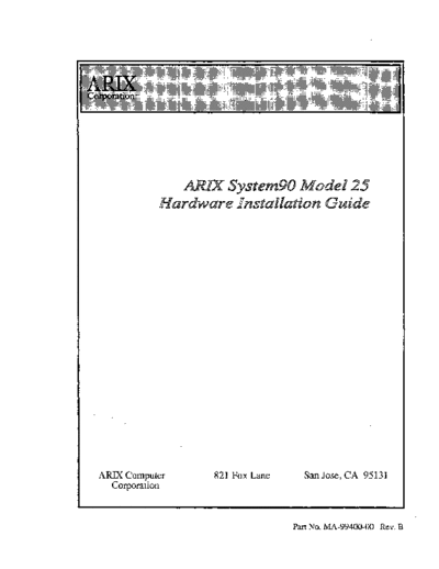 arete_arix MA-99400-00 System90 Model 25 Hardware Installation Guide Apr90  . Rare and Ancient Equipment arete_arix s90 MA-99400-00_System90_Model_25_Hardware_Installation_Guide_Apr90.pdf