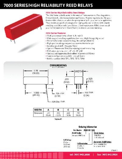 . Various 7000 series reed relay datasheet  . Various COTO ds 7000_series_reed_relay_datasheet.pdf