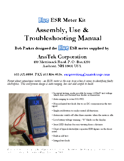 . Various Blue ESR  . Various Div Electronic Info Test Equipment Plans Blue ESR.pdf