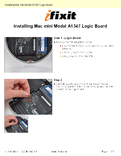 apple Installing-Logic-Board-3114  apple Mac Desktops Mac Mini Mac mini Model A1347 Installing-Logic-Board-3114.pdf