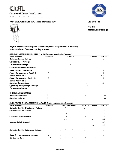 CDIL 2n5415 2n5416  . Electronic Components Datasheets Active components Transistors CDIL 2n5415_2n5416.pdf