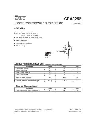 CET cea3252  . Electronic Components Datasheets Active components Transistors CET cea3252.pdf