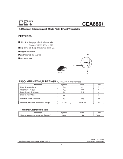 CET cea6861  . Electronic Components Datasheets Active components Transistors CET cea6861.pdf