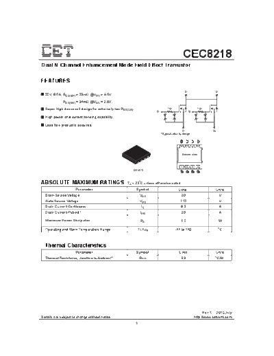 . Electronic Components Datasheets cec8218  . Electronic Components Datasheets Active components Transistors CET cec8218.pdf