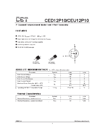 CET ced12p10 ceu12p10  . Electronic Components Datasheets Active components Transistors CET ced12p10_ceu12p10.pdf