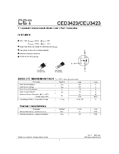 CET ced3423 ceu3423  . Electronic Components Datasheets Active components Transistors CET ced3423_ceu3423.pdf