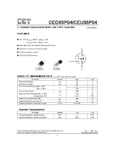 CET ced95p04 ceu95p04  . Electronic Components Datasheets Active components Transistors CET ced95p04_ceu95p04.pdf