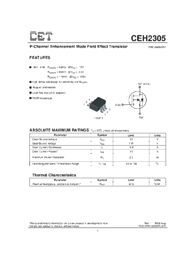 CET ceh2305  . Electronic Components Datasheets Active components Transistors CET ceh2305.pdf