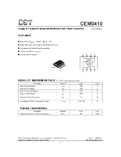 CET cem0410  . Electronic Components Datasheets Active components Transistors CET cem0410.pdf