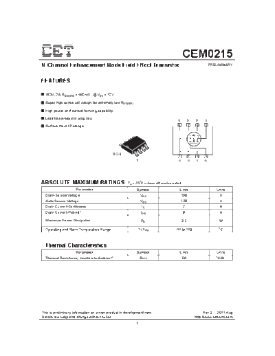 . Electronic Components Datasheets cem0215  . Electronic Components Datasheets Active components Transistors CET cem0215.pdf