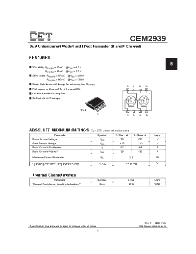 CET cem2939  . Electronic Components Datasheets Active components Transistors CET cem2939.pdf