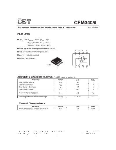 CET cem3405l  . Electronic Components Datasheets Active components Transistors CET cem3405l.pdf