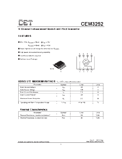 CET cem3252  . Electronic Components Datasheets Active components Transistors CET cem3252.pdf