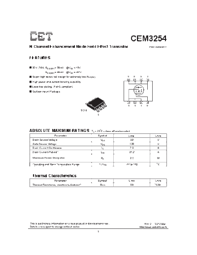 CET cem3254  . Electronic Components Datasheets Active components Transistors CET cem3254.pdf