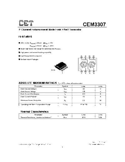 CET cem3307  . Electronic Components Datasheets Active components Transistors CET cem3307.pdf