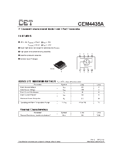 CET cem4435a  . Electronic Components Datasheets Active components Transistors CET cem4435a.pdf