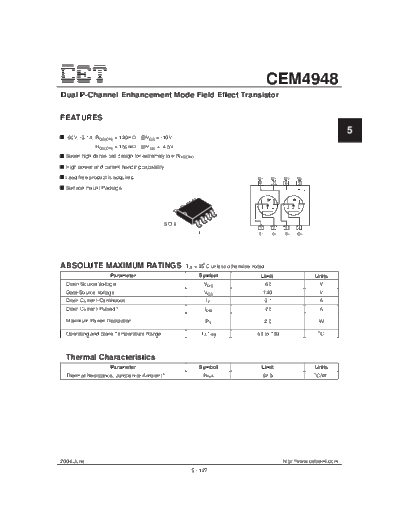 CET cem4948  . Electronic Components Datasheets Active components Transistors CET cem4948.pdf