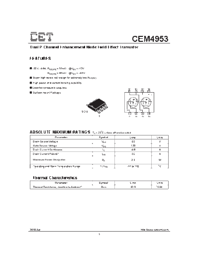 CET cem4953  . Electronic Components Datasheets Active components Transistors CET cem4953.pdf