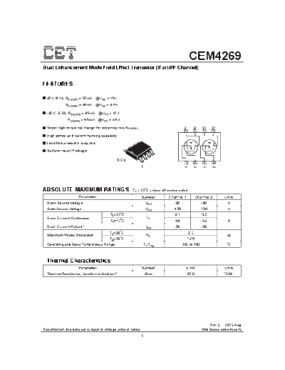 CET cem4269  . Electronic Components Datasheets Active components Transistors CET cem4269.pdf