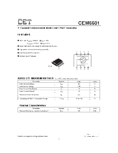 CET cem6601  . Electronic Components Datasheets Active components Transistors CET cem6601.pdf