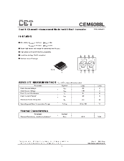 CET cem6088l  . Electronic Components Datasheets Active components Transistors CET cem6088l.pdf