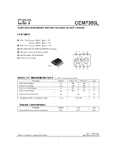 CET cem7350l  . Electronic Components Datasheets Active components Transistors CET cem7350l.pdf