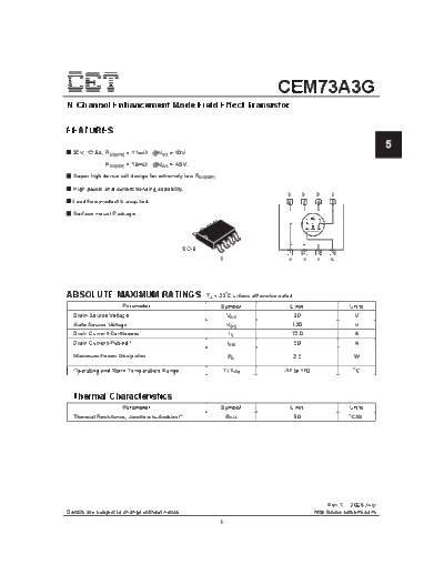 CET cem73a3g  . Electronic Components Datasheets Active components Transistors CET cem73a3g.pdf