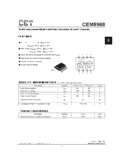 CET cem8968  . Electronic Components Datasheets Active components Transistors CET cem8968.pdf