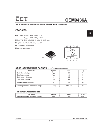 CET cem9436a  . Electronic Components Datasheets Active components Transistors CET cem9436a.pdf