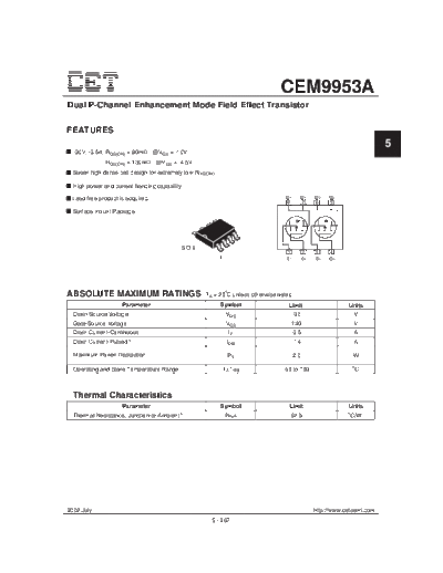 CET cem9953a  . Electronic Components Datasheets Active components Transistors CET cem9953a.pdf