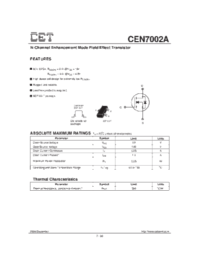 . Electronic Components Datasheets cen7002a  . Electronic Components Datasheets Active components Transistors CET cen7002a.pdf