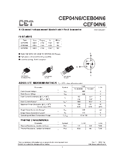 CET cep04n6 ceb04n6 cef04n6  . Electronic Components Datasheets Active components Transistors CET cep04n6_ceb04n6_cef04n6.pdf