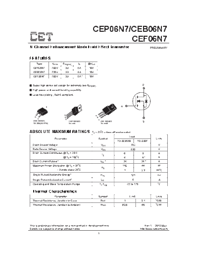 CET cep06n7 ceb06n7 cef06n7  . Electronic Components Datasheets Active components Transistors CET cep06n7_ceb06n7_cef06n7.pdf