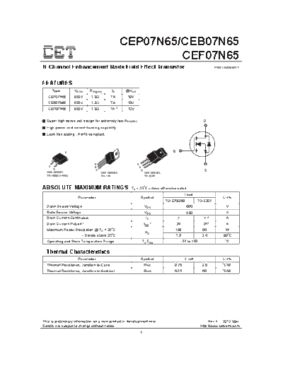 CET cep07n65 ceb07n65 cef07n65  . Electronic Components Datasheets Active components Transistors CET cep07n65_ceb07n65_cef07n65.pdf