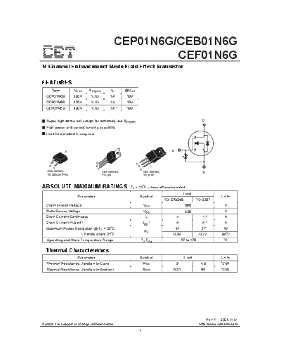 CET cep01n6g ceb01n6g cef01n6g  . Electronic Components Datasheets Active components Transistors CET cep01n6g_ceb01n6g_cef01n6g.pdf