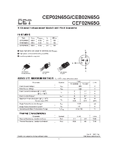 CET cep02n65g ceb02n65g cef02n65g  . Electronic Components Datasheets Active components Transistors CET cep02n65g_ceb02n65g_cef02n65g.pdf