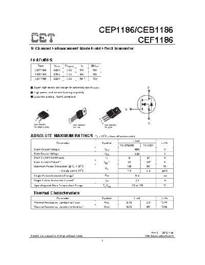 CET cep1186 ceb1186 cef1186  . Electronic Components Datasheets Active components Transistors CET cep1186_ceb1186_cef1186.pdf