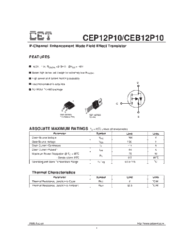 CET cep12p10 ceb12p10  . Electronic Components Datasheets Active components Transistors CET cep12p10_ceb12p10.pdf