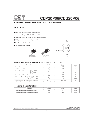 CET cep20p06 ceb20p06  . Electronic Components Datasheets Active components Transistors CET cep20p06_ceb20p06.pdf