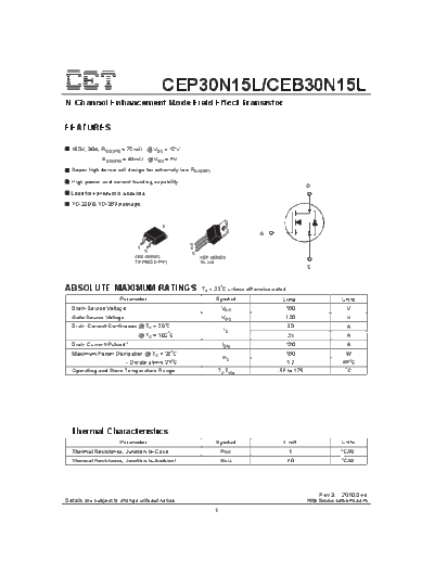 CET cep30n15l ceb30n15l  . Electronic Components Datasheets Active components Transistors CET cep30n15l_ceb30n15l.pdf