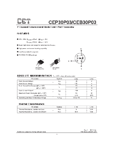 CET cep30p03 ceb30p03  . Electronic Components Datasheets Active components Transistors CET cep30p03_ceb30p03.pdf