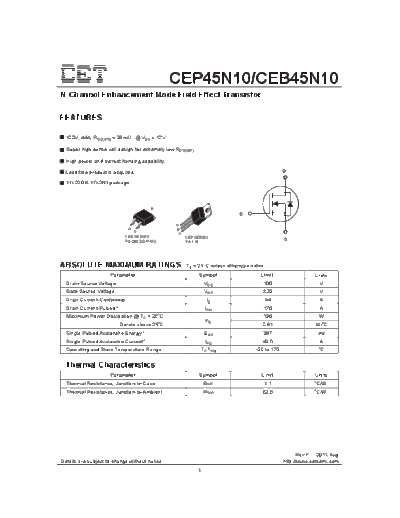 CET cep45n10 ceb45n10  . Electronic Components Datasheets Active components Transistors CET cep45n10_ceb45n10.pdf