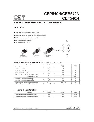 CET cep540n ceb540n cef540n  . Electronic Components Datasheets Active components Transistors CET cep540n_ceb540n_cef540n.pdf