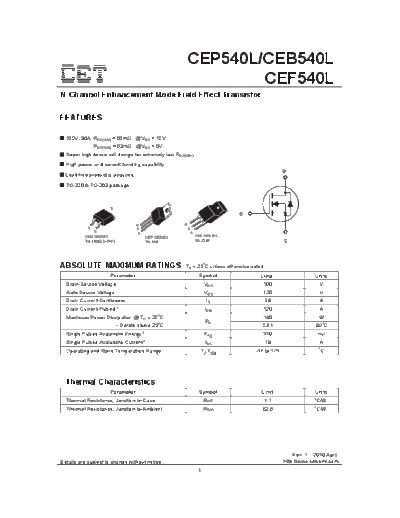 CET cep540l ceb540l cef540l  . Electronic Components Datasheets Active components Transistors CET cep540l_ceb540l_cef540l.pdf