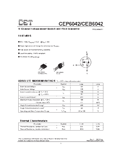 CET cep6042 ceb6042  . Electronic Components Datasheets Active components Transistors CET cep6042_ceb6042.pdf