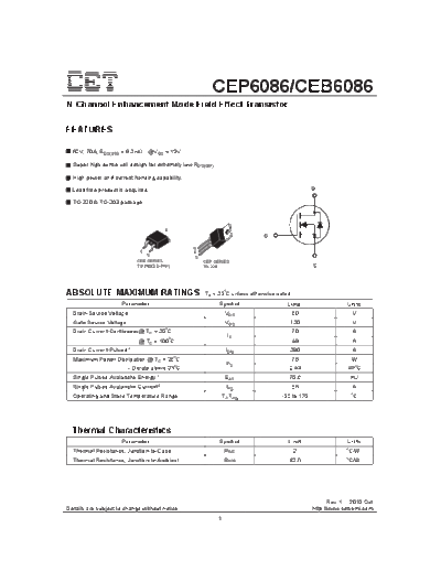 CET cep6086 ceb6086  . Electronic Components Datasheets Active components Transistors CET cep6086_ceb6086.pdf