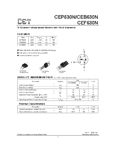 CET cep630n ceb630n cef630n  . Electronic Components Datasheets Active components Transistors CET cep630n_ceb630n_cef630n.pdf
