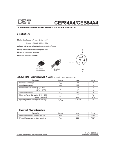 CET cep84a4 ceb84a4  . Electronic Components Datasheets Active components Transistors CET cep84a4_ceb84a4.pdf